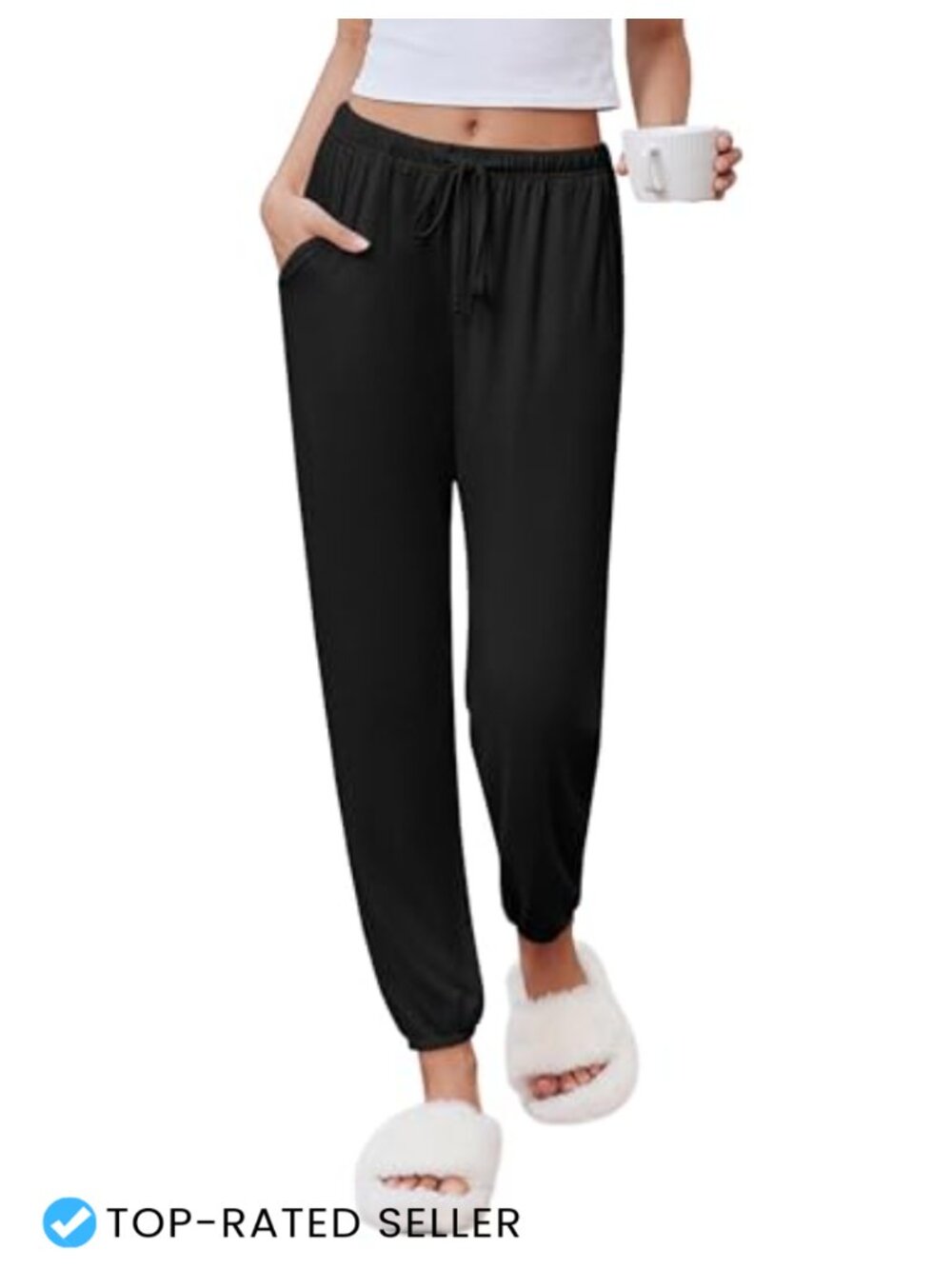 Women's Jogger Pajama Pants with Pockets, Drawstring Waist Lounge Bottom